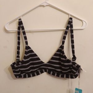 Black and white striped bathing suit top